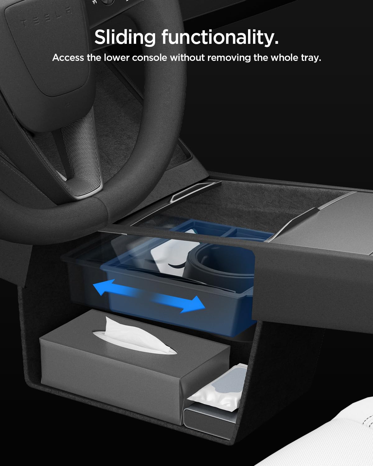 Center Console Organizer [with Cup Holder & Sunglass Holder] for Tesla Model Y Juniper & Model Y L (Center Console Organizer (Bottle))