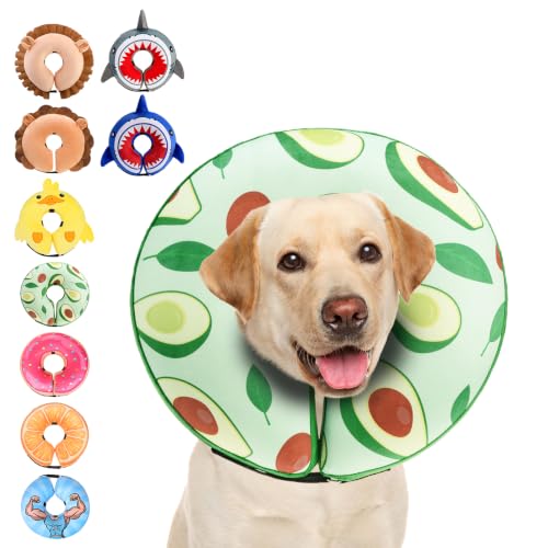 Inflatable Dog Cone Collar Alternative After Surgery (Avocado / L (Neck:16-18in))