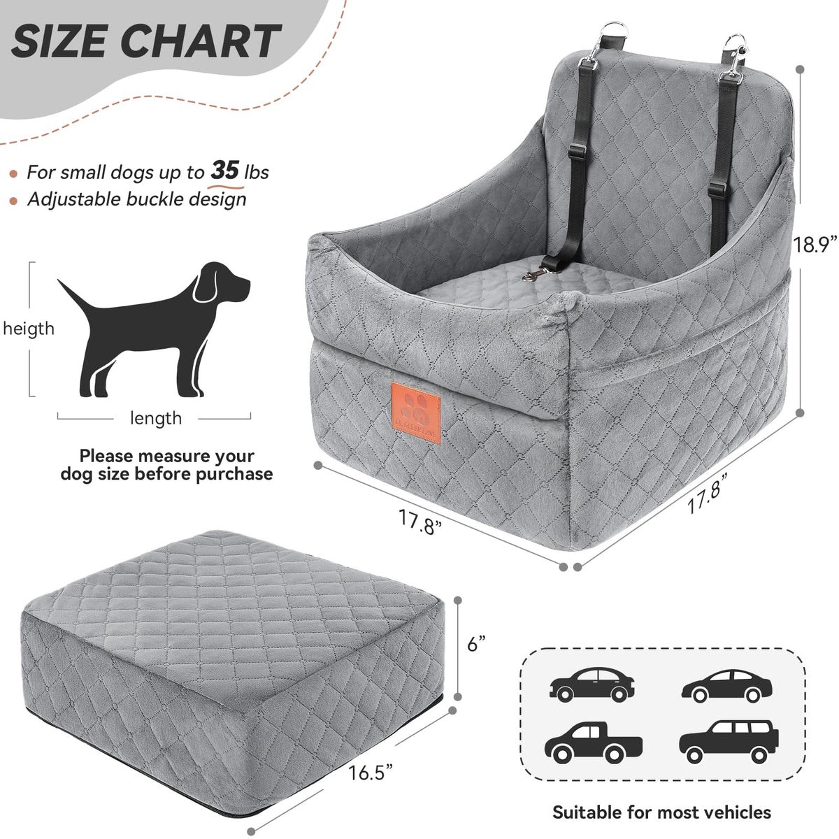 Dog Car Seat for Small (Gray)