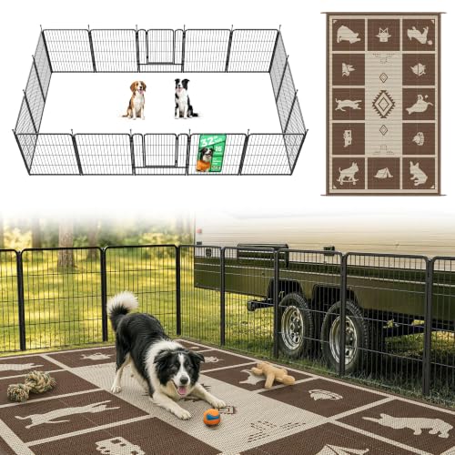 Rollick Dog Playpen with RV Rug for RV Camping (Black / 32"H)