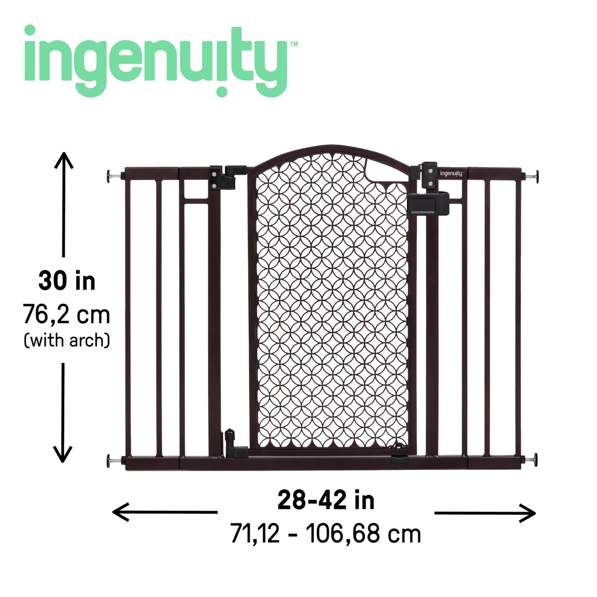 Decorative Panel Tall Baby Gate & Dog Gate (Espresso / 28"-42" W x 30" H)