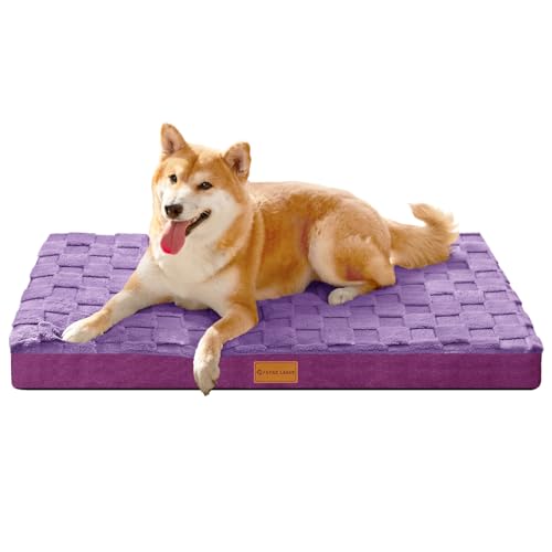 Orthopedic Dog Bed Washable Pet Crate Mat 30''X20'' Purple (Purple / 30"L x 20"W x 3.5"Th)