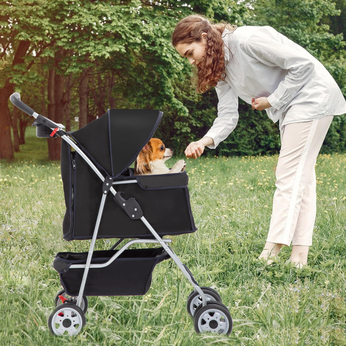 Pet Stroller 4 (Black / 4 Wheels)