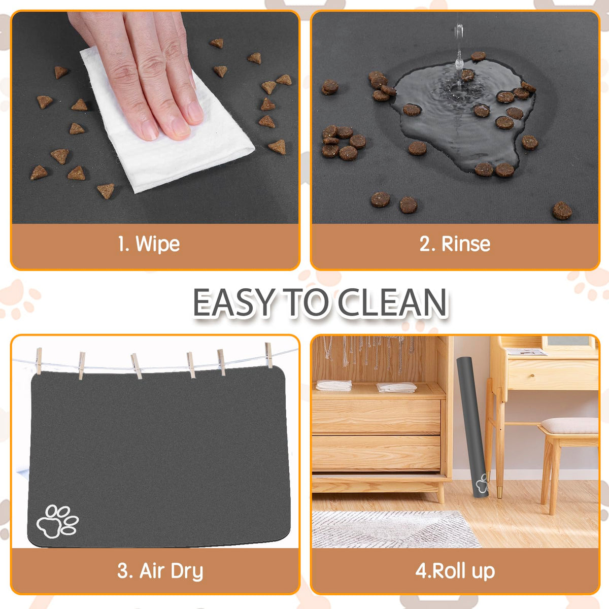 Dog Food Mat Largest Absorbent Dog Mat for Food and Water (36.5"L x 24.5"W)