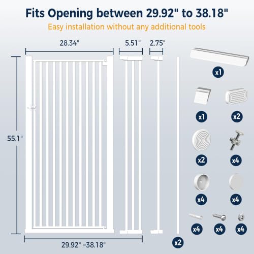 55" Extra Tall Cat Gate (55" Height, 29.92-32.67" Wide)