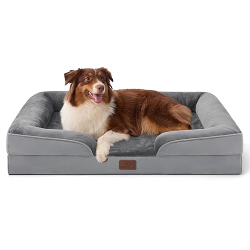Orthopedic Dog Beds Large Sized Dog Washable Original Design (Grey / 35"l X 25"w X 6.5"th)