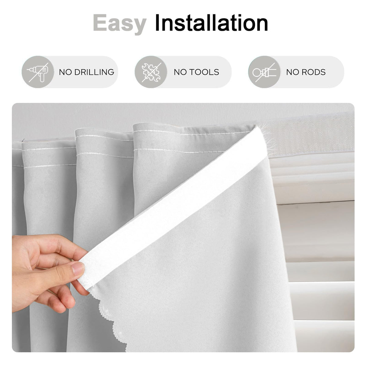 Magic Tape Blackout Curtains (47"W x 84"L (Pack of 1) / White)