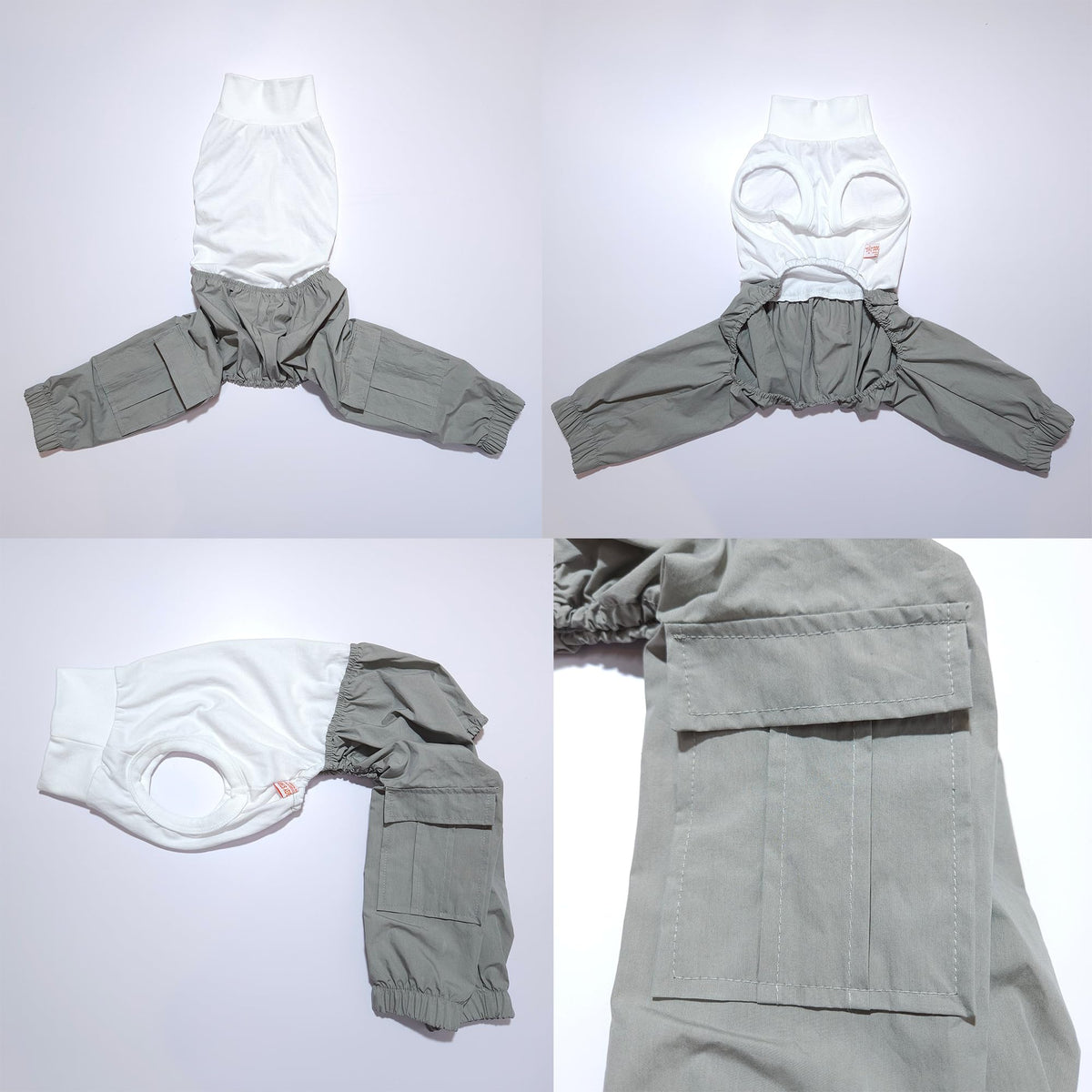 D Doggy Star Italian Greyhound Clothes Cargo Pants Onesie Outfit Whippet for Dog Coat (3XL / Grey Cargo)