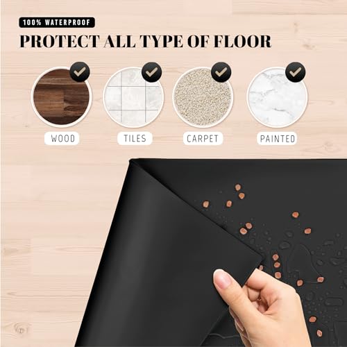 Waterproof Silicone Dog Food Mat for Sloppy Drinkers (Black / 32" x 24")