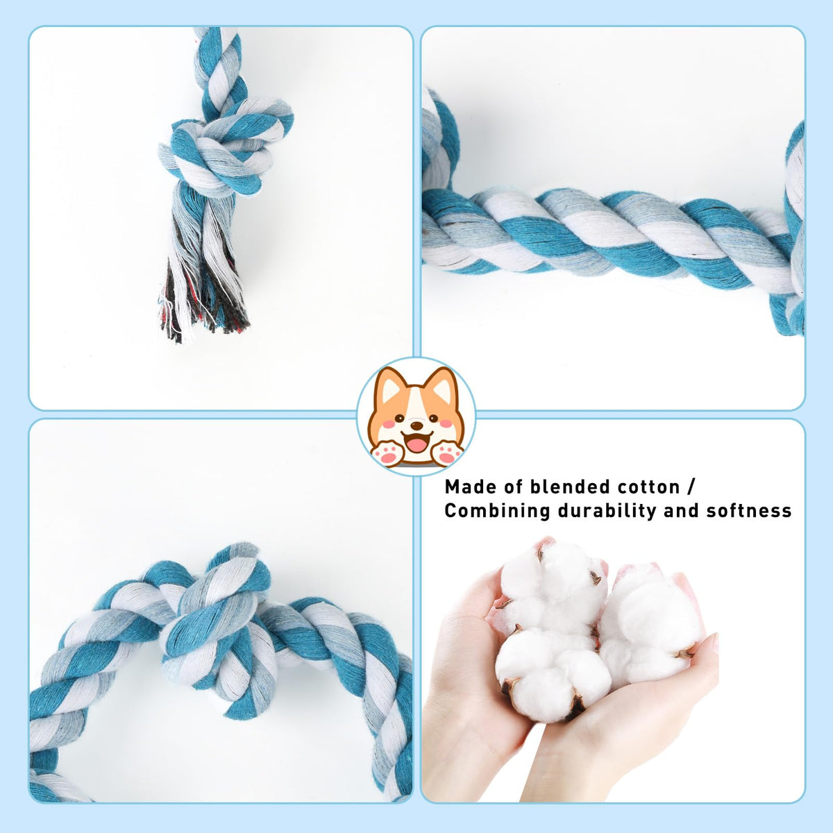 Dog Rope Toy 2 (Small / Blue & Green)