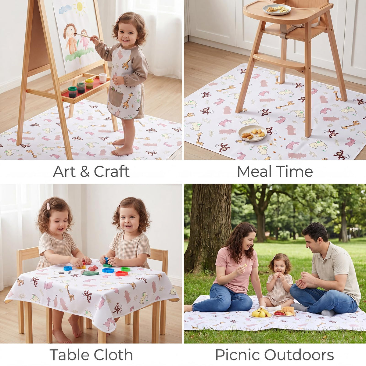 Splat Mat for Under High Chair (Jungle Animals)