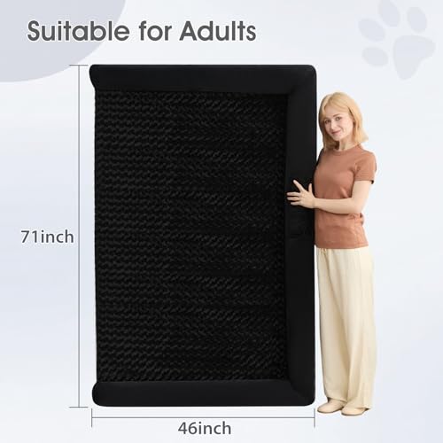 Orthopedic Washable Human Dog Bed for Adult & Dog Cozy Sleep (71"l x 46"w x 7"th / Black)