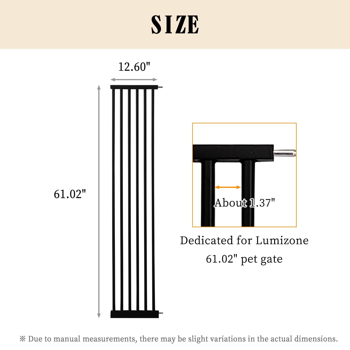61.02" Extra Tall Pet Gate Extension Kit 12.6" Wide Black (61.02" H-black / 12.60" W, Extension)
