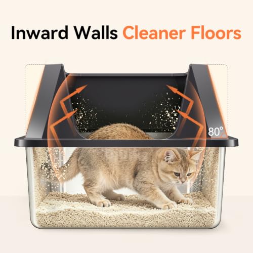Stainless Steel Litter Box with High Sides (Gray-L3)