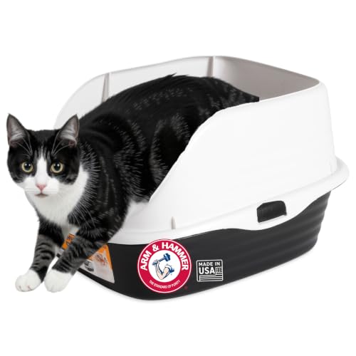 Rimmed Open Cat Litter Box (Pearl White/ Dark Gray / Standard)
