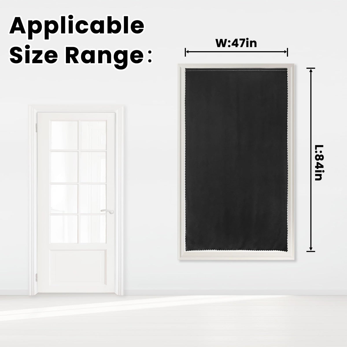 Adhesive Blackout Curtains (47"W x 84"L (Pack of 1) / Black)
