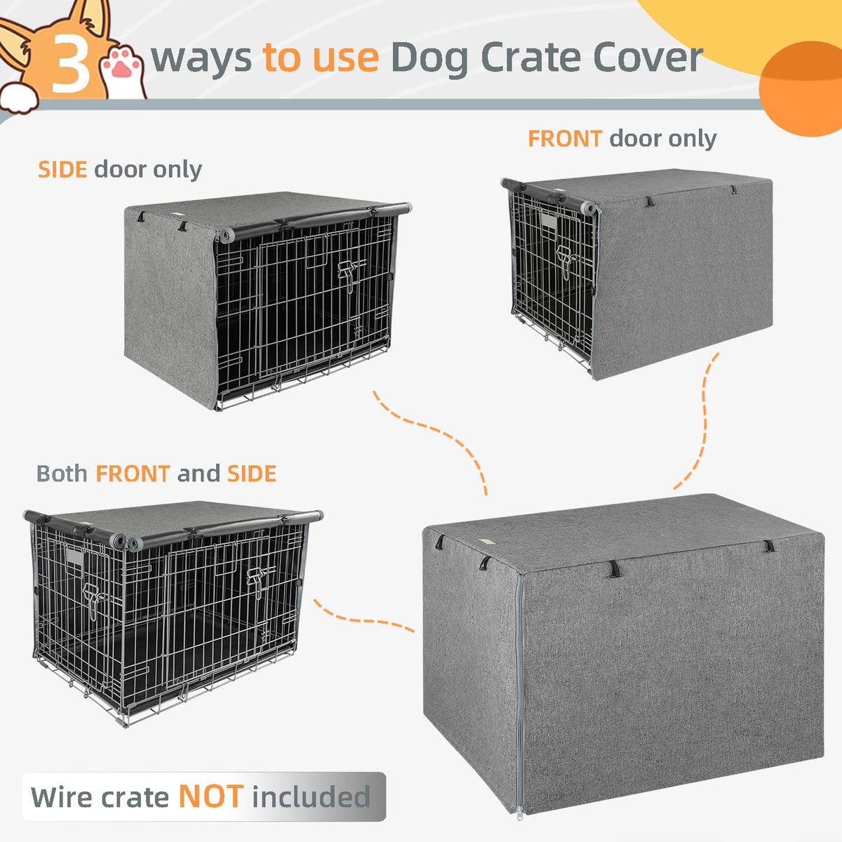 Dog Crate Cover (Grey / 24 Inch)