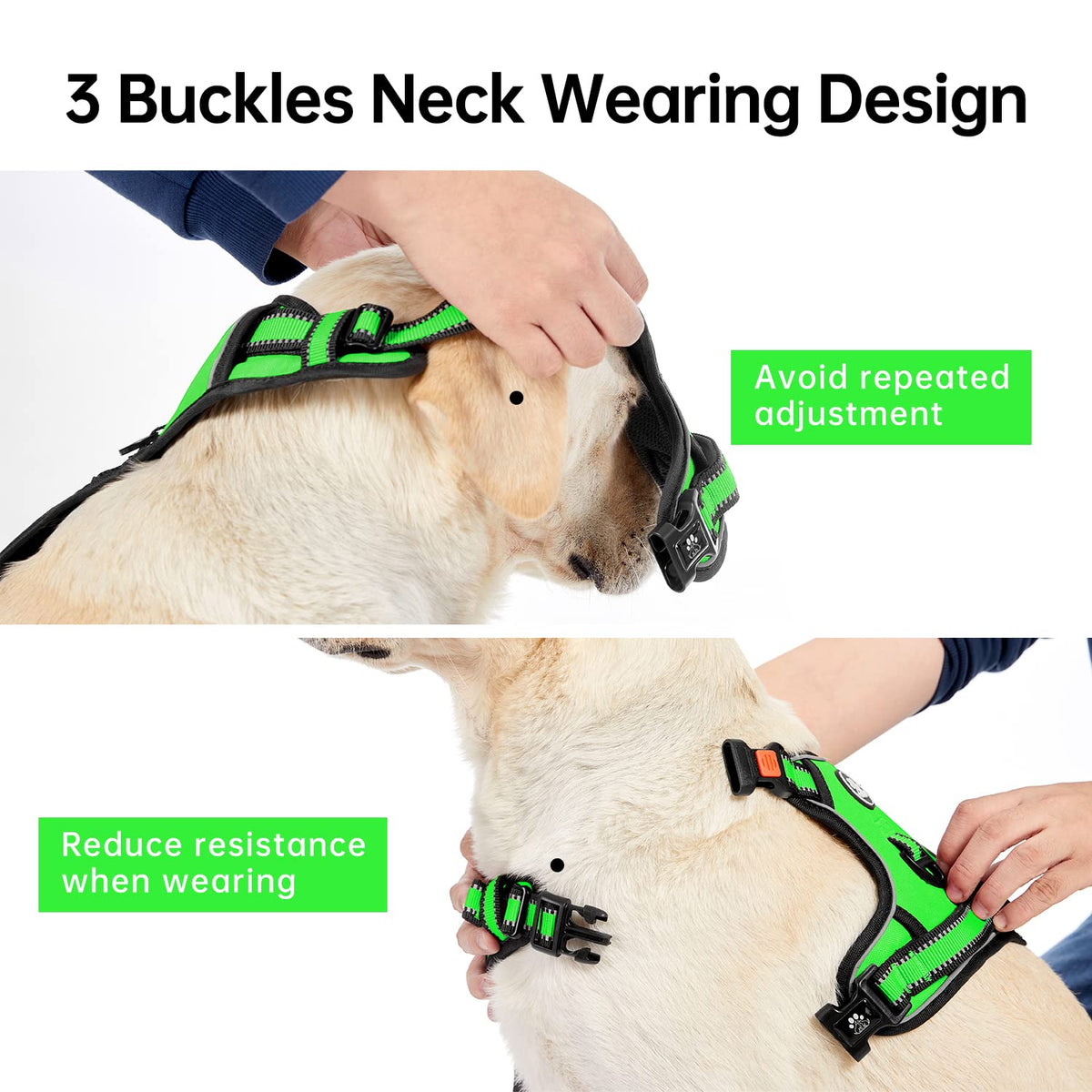 No Pull Dog Harness for Medium Dogs (Green / Medium)