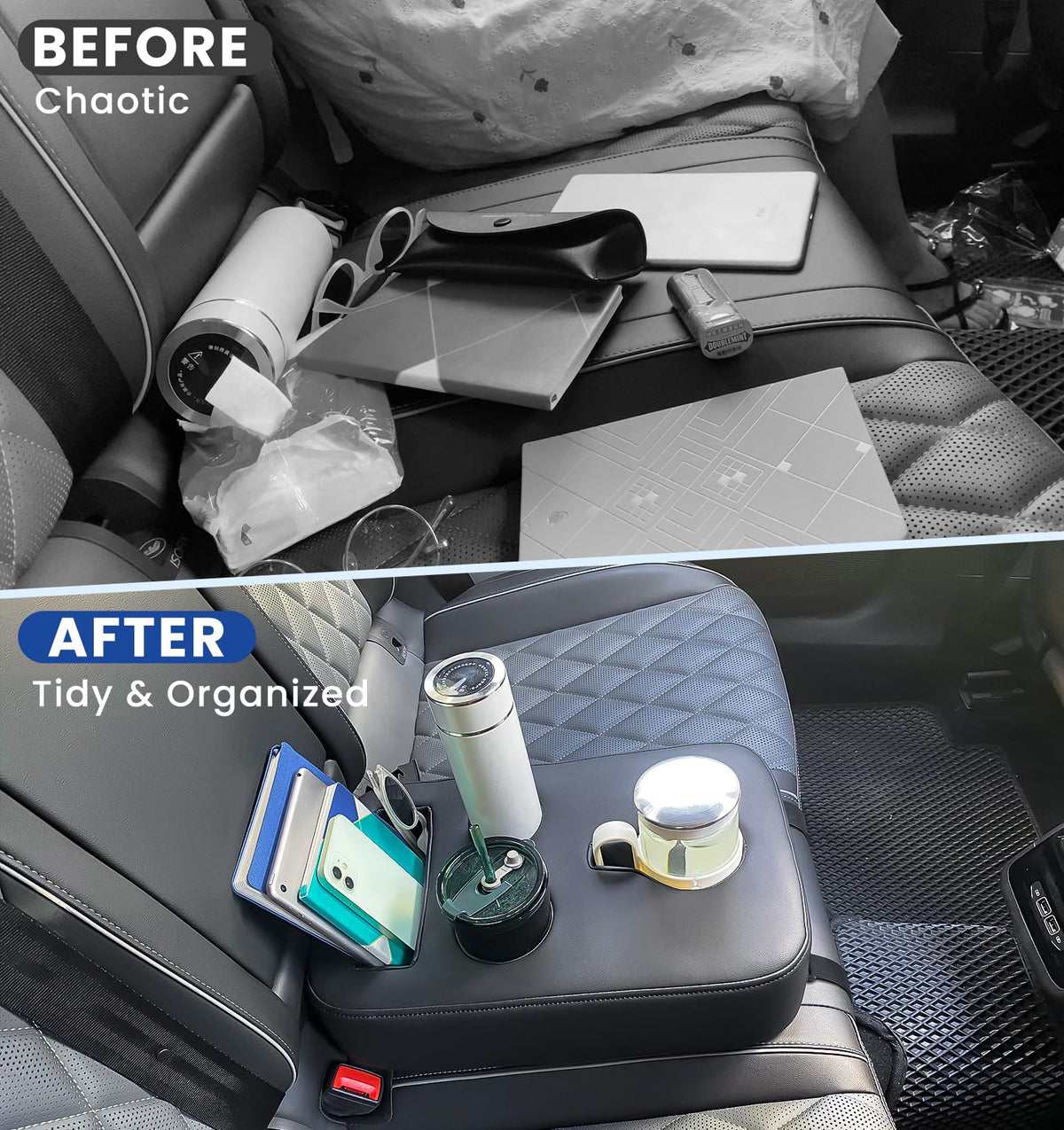 Upgraded Car Cup Holder with Dual Secure Strap Back Seat Cup Holder for Car (Dual Secure Straps)