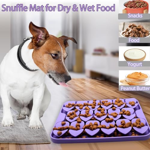 Small Silicone Snuffle Mat for Small Dogs Puppy Cat Slow Down Eating (Purple-S (8.1x7.5in))