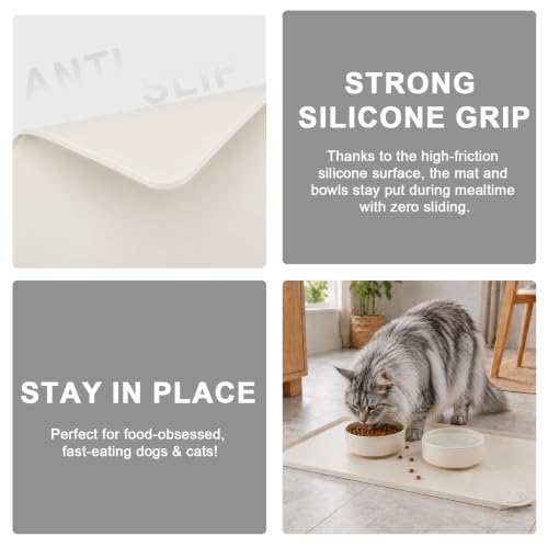 Silicone Pet Feeding Mat (CreamWhite / 19"L x 12"W)