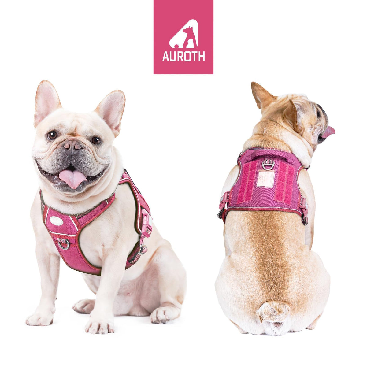 Dog Harness for Small Medium Dogs (Rose Red / S(Neck:14-21",Chest:20-31"),18-35 lbs)