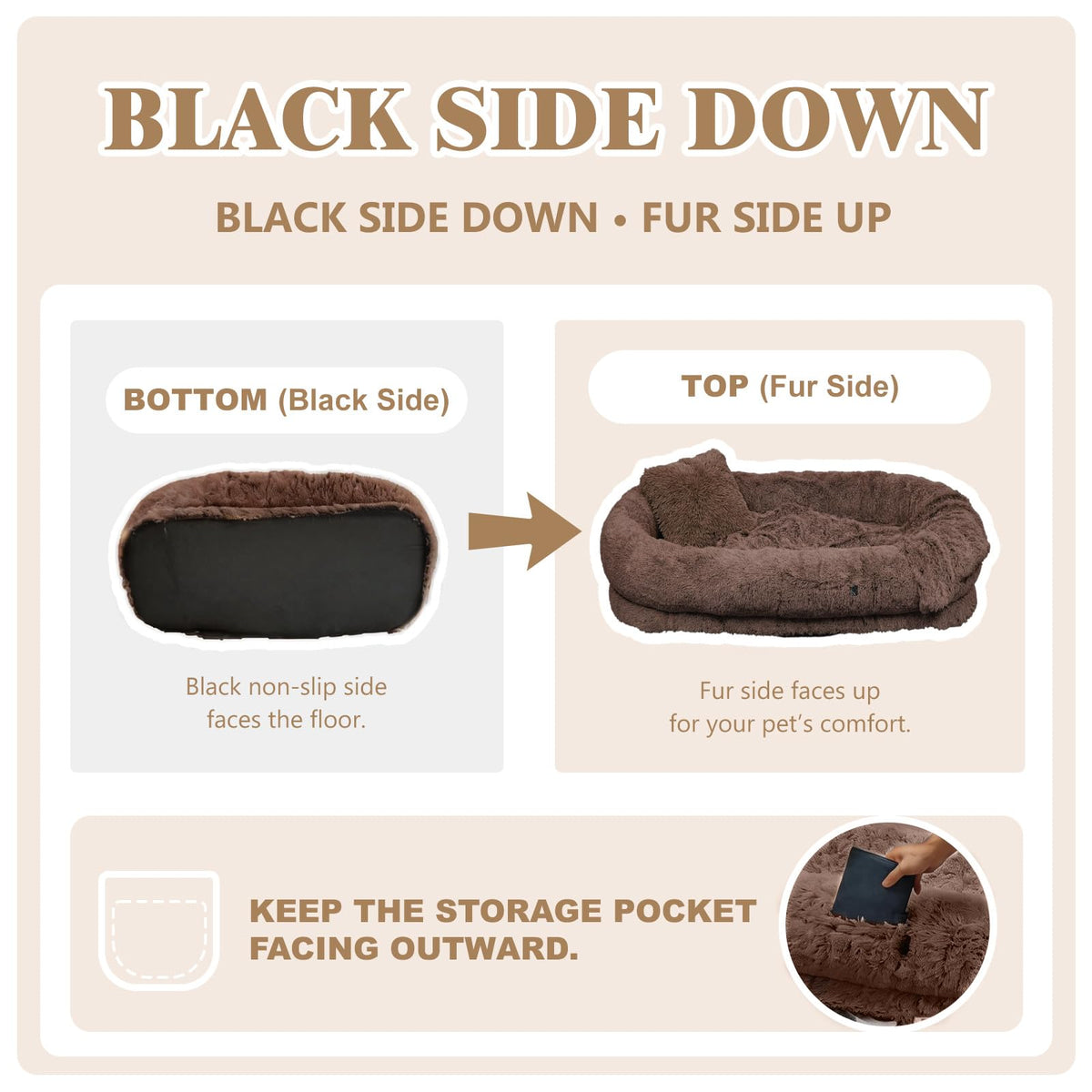 Human Dog Bed for Adult (71.0"L x 45.0"W x 12.0"Th / Coffee)