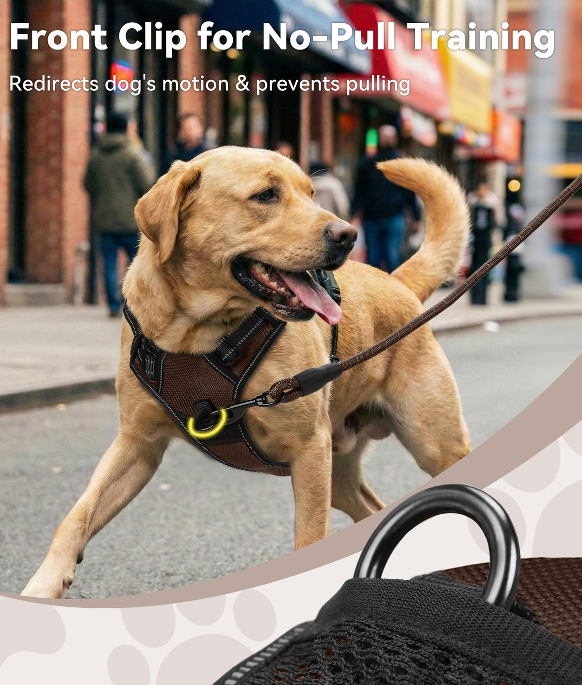 No Pull Dog Harness for Extra Large Dogs (X-Large / Brown)