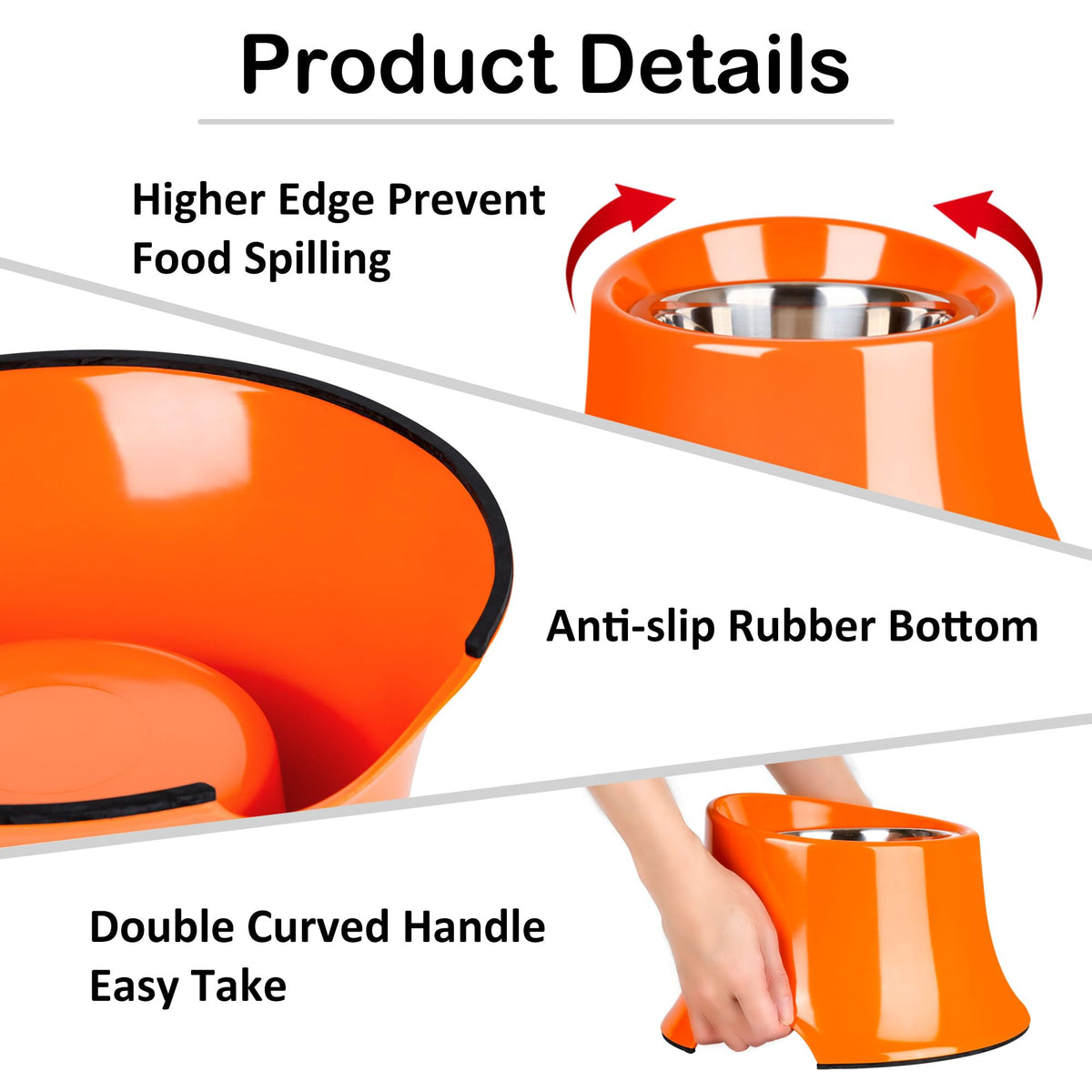 Tilted Elevated Dog Bowls Non (M/2 Cup / Orange)
