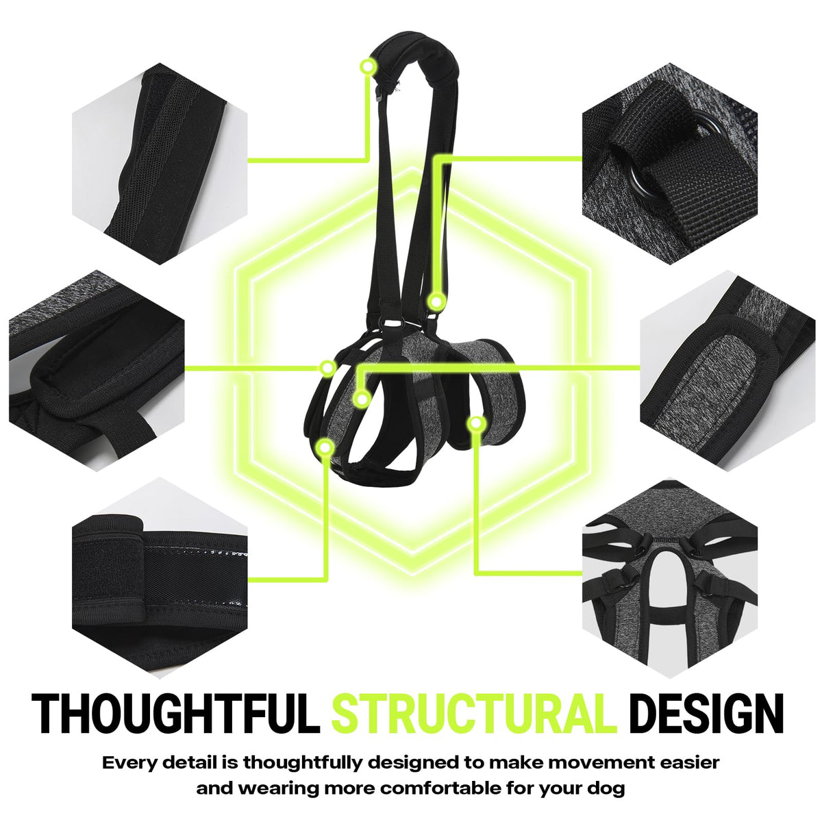 Dog Lift Harness (L / Grey)