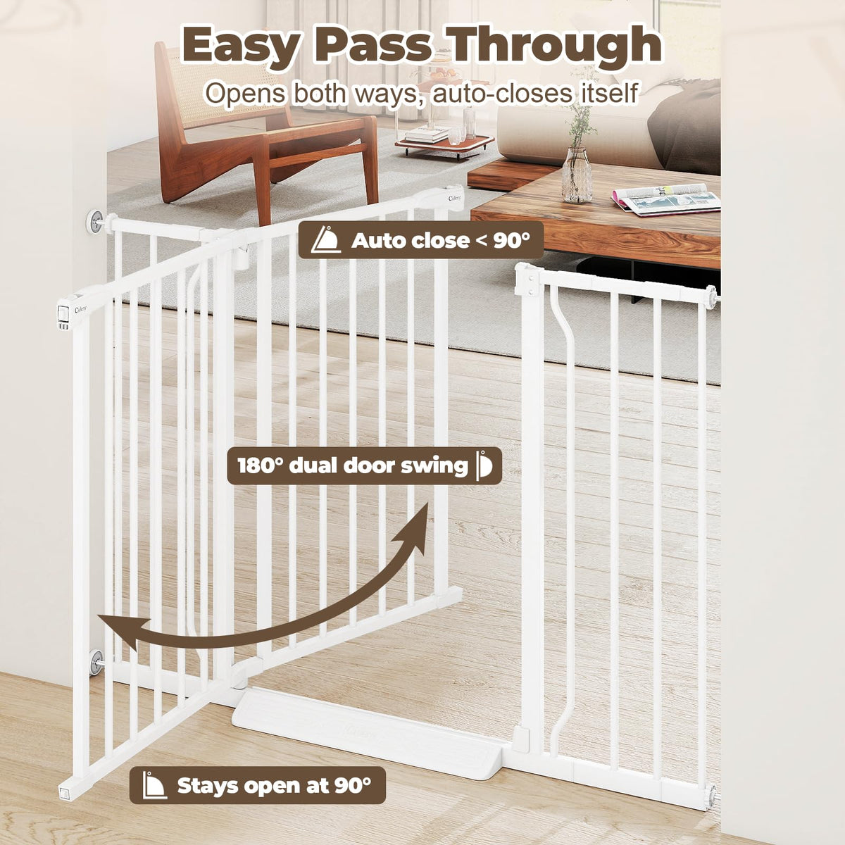 29" 45" Baby Gate for Stairs & Doorways (White / 29-45"Wide, 30"Tall)