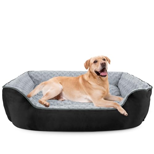 Rectangle Dog Bed for Large Medium Small Dogs (Black / XXL(42"x 30"x 10"))