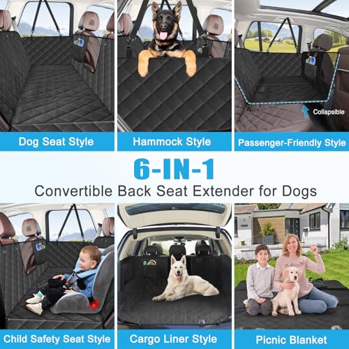 Hard Bottom Dog Car Seat Cover for Back Seat (Matte Black / Standard)