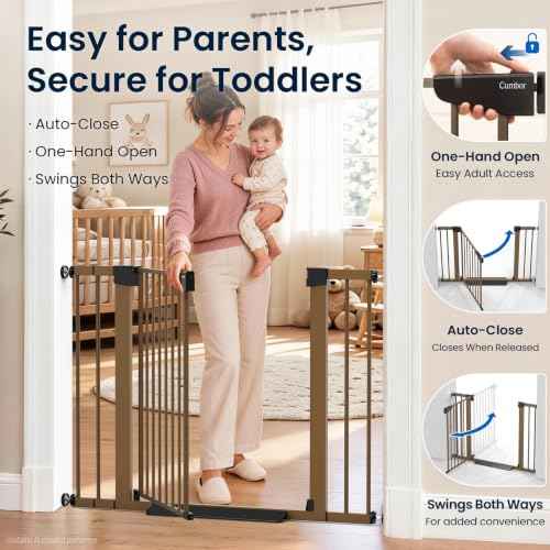 30 43" Wide Baby Gate (Brown / 30"-43" W x 30.5" H)