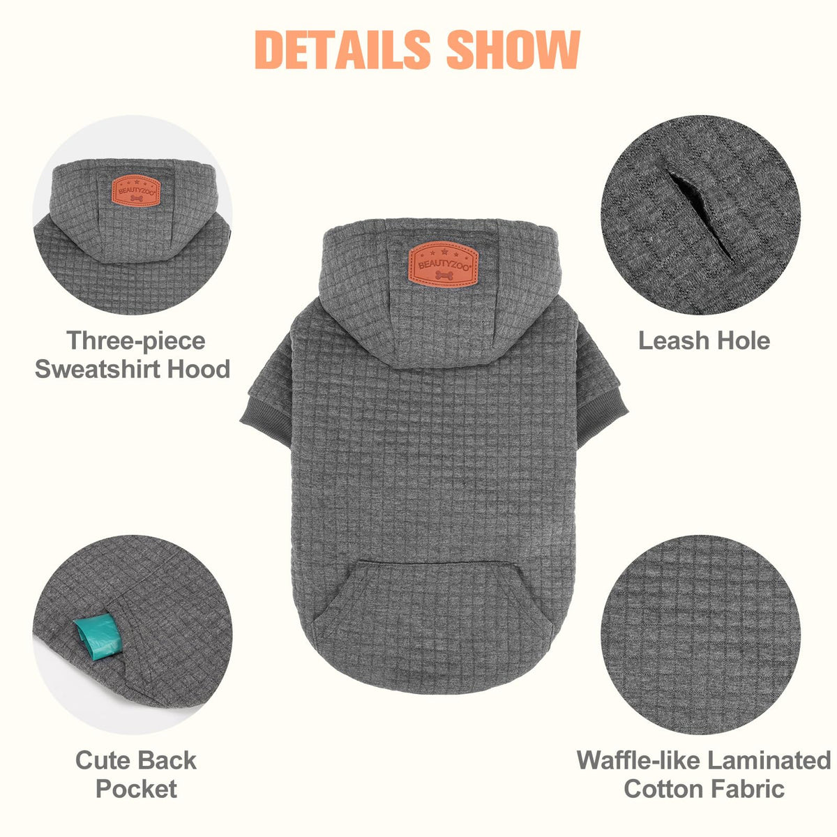 Dog Hoodies Sweater for Large Dogs (Dark Grey / XL (Back: 24",Chest: 34", Neck: 21"))
