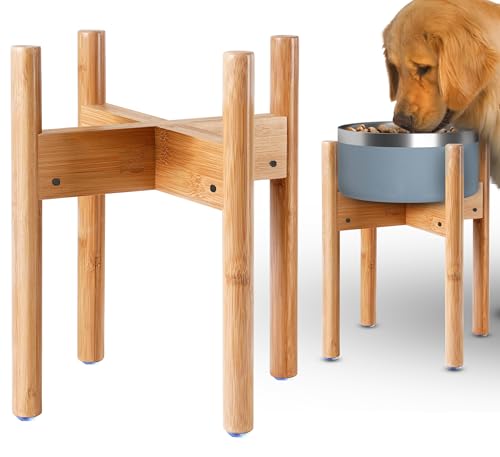 Dog Bowl Stand for Large Dogs (For Large Dogs - 14 inch Height / Bamboo)