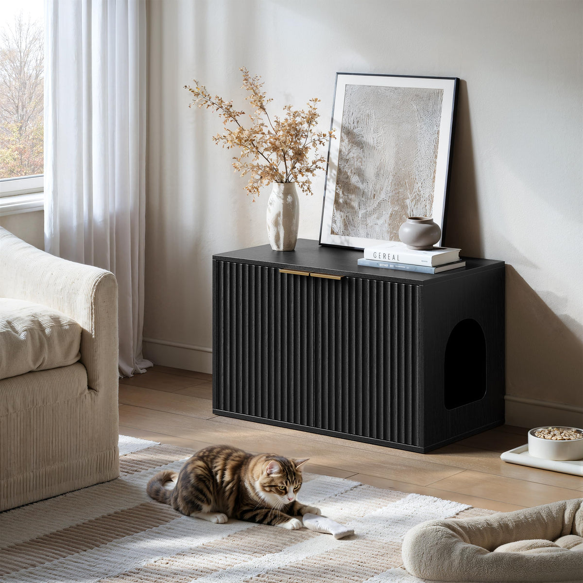 31.5" Cat Litter Box Enclosure Furniture (Black)
