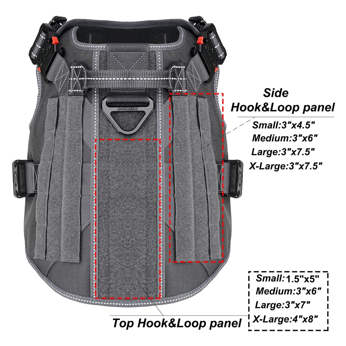 Tactical Dog Harness for Large Dogs (Large (Pack of 1) / Grey)