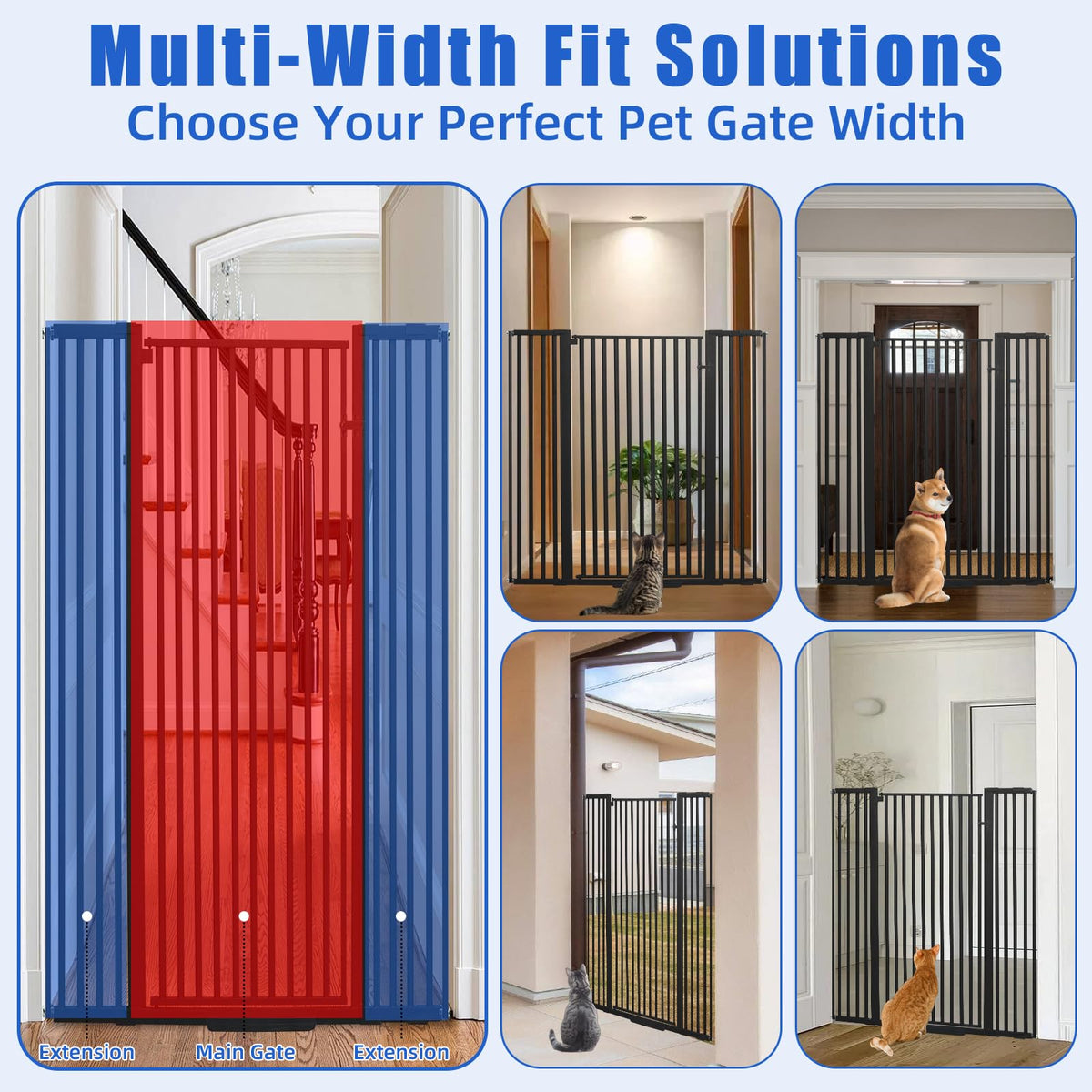 55 Inch Extra Tall Pet Gate for Cats (Black / 55" tall,29.92" - 48")