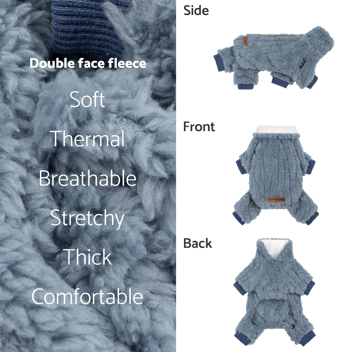 Collared Neck Dog Sweater Pajamas (X-Large / Steel Blue)