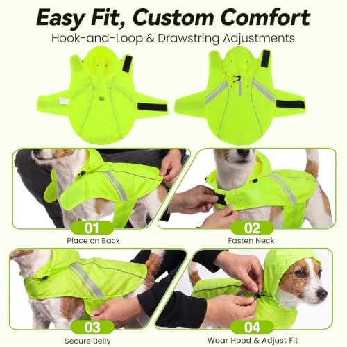 Dog Raincoat Wetoff Dog Rain Coat (Bright Yellow / XXS (13"-15" chest girth))