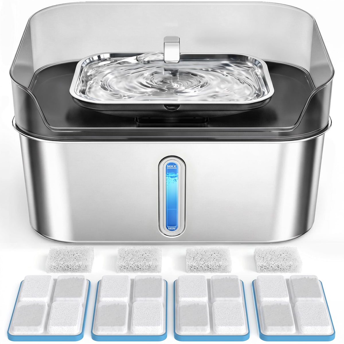 No Spill Dog Water Fountain Stainless Steel (silver)