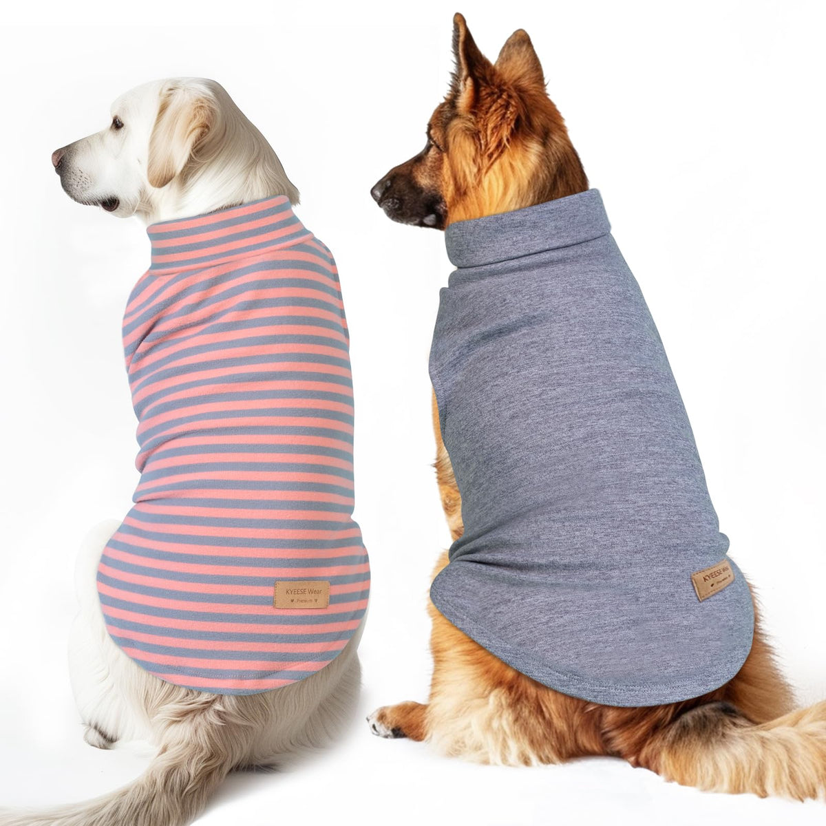 2Pack Dog Sweater Warm Dogs Clothes Stretchy Pet Sweater Large Size Pets Soft Pet Sweatshirt Pullover Turtleneck Pets Coats Dog Sweaters for Large Dogs (XXX-Large (55-75lbs) / 3# Stripe+Grey)