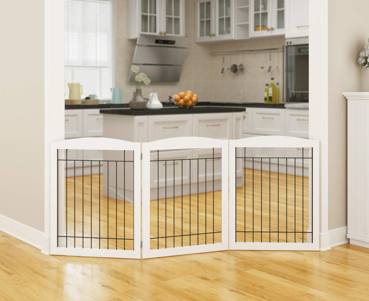 Extra Wide Dog gate for The House (White / 【3 Panels】72"W x 32"H)
