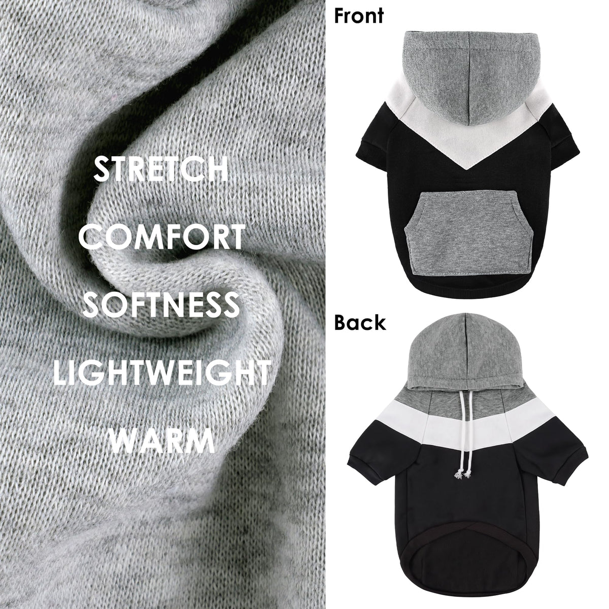 Dog Basic Hoodie Soft Dog Clothes Cold Weather Sweaters for Medium Large Dogs Cozy Fabric Warm Sweatshirt with Leash Hole for Boys (Midnight Grey / XXL (Back: 30.71",Chest:37", 55-80lbs))