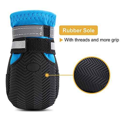 Water Resistant Dog Boots for Medium Large Dogs (Blue(Waterproof) / M (Insole Width 2.2")for 30~44lb)
