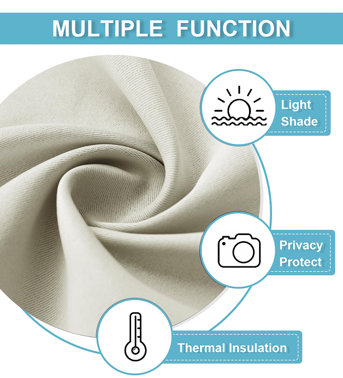 Blackout French Door Curtain (Light Beige / 26"W x 69"L (Pack of 1))
