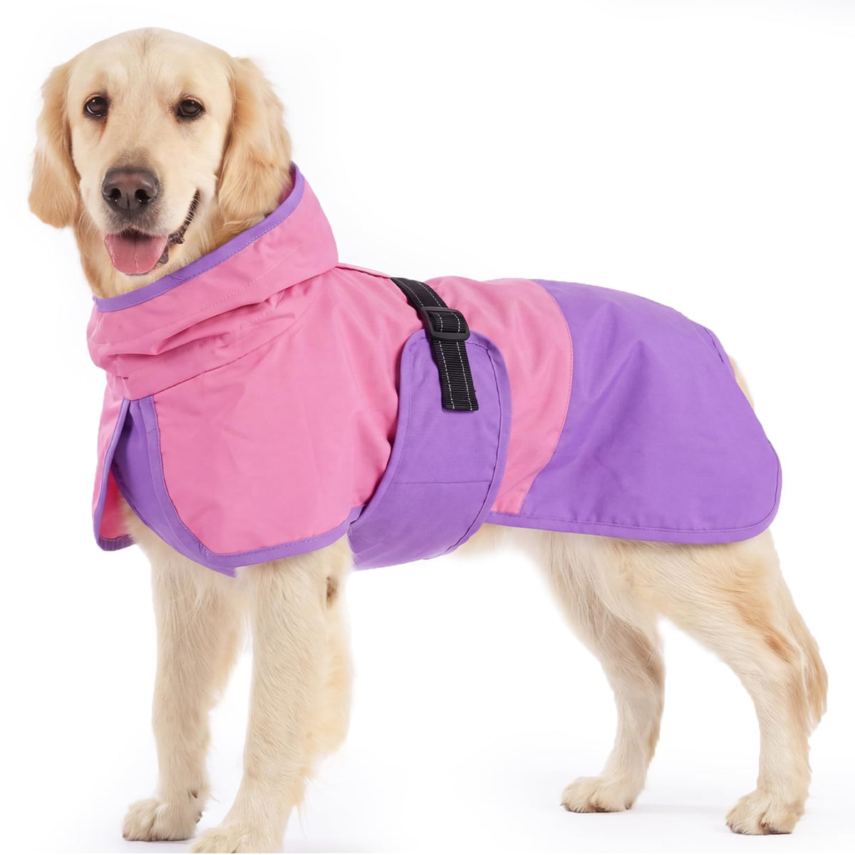 Dog Raincoat Waterproof Rain Jacket with Hood (XXXL(Back Length26.7") / Pink Purple)