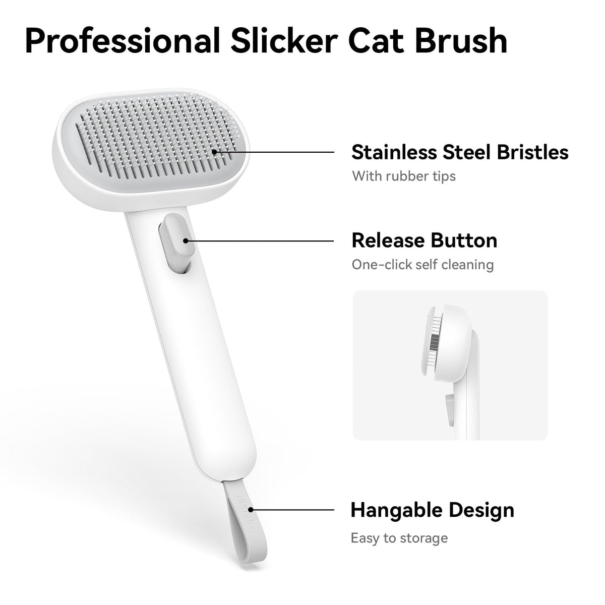 Cat Brush for Shedding (White)