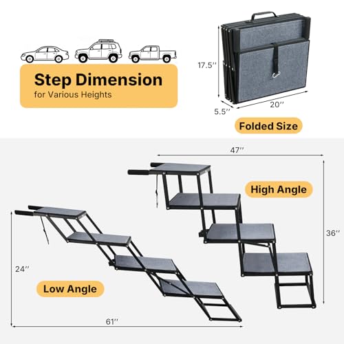 Foldable Dog Steps for Car SUV (Extra Wide 20"W)